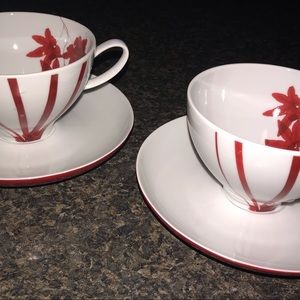 SOLD SOLD SOLD“Pure Red” tea cups! 2  “flat” cup/saucers $10 for both